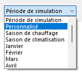 "Menu déroulant période de simulation"